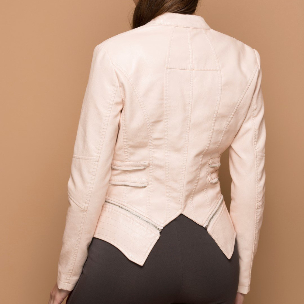 BLUSH VEGAN LEATHER JACKET - Picture 2 of 3